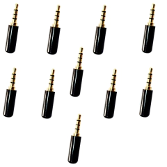 Kit Plug Stereo P2 4 Polos P3 4 Vias Dourado - 10 Unidades