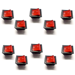 Kit Chave Gangorra 4 Terminais com Luz Vermelha – 10 Un