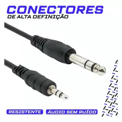 Cabo P10 + P2 Stereo Profissional 3,0Mts Adaptador Mesa Som - Casa das Correias | Correias de Toca Discos | Kit de Correias | Loja de Eletrônicos 