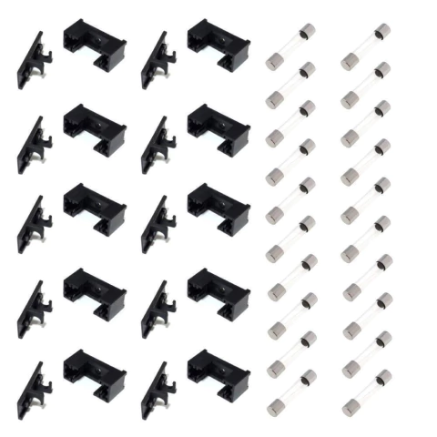 Porta Fusível P/Placa C/Tampa Pequeno 10un + 20 fusiveis 10A