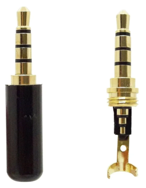 Plug Stereo P2 4 Polos P3 4 Vias Áudio Vídeo Fone Micro Dourado