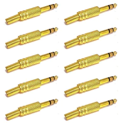 Plug P10 Estéreo Metálico Dourado com Rabicho na internet