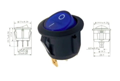 Kit 10 Chaves Gangorra Redonda Luz Azul 6A 250V/ 10A 127V