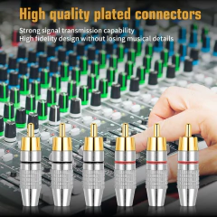 Plug Rca Macho Dourado Metal Para Fio Cabo Kit 10 Unidades na internet