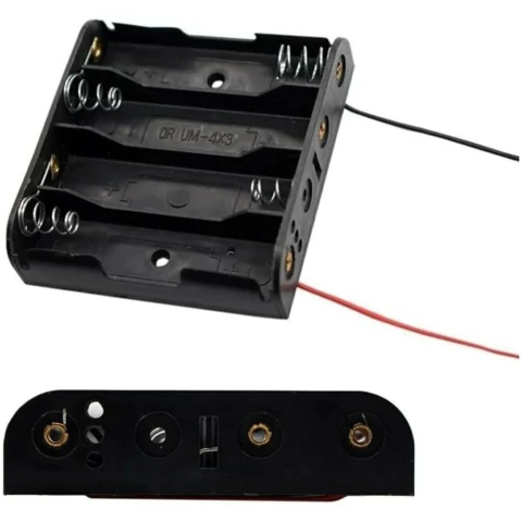 Suporte de Plástico Para 4 Pilhas Aa Canoa Preto