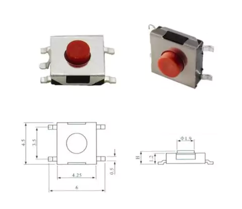 Chave De Toque Smd 5 Terminais 6X6X3.1