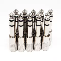 Kit 10 un Plug P10 Estéreo Para P2 Fêmea Estéreo Cromado