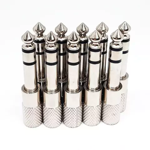 Kit 10 un Plug P10 Estéreo Para P2 Fêmea Estéreo Cromado