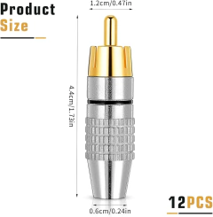 Plug Rca Macho Dourado Metal Para Fio Cabo Kit 10 Unidades - comprar online