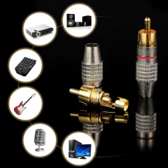 Plug Rca Macho Dourado Metal Para Fio Cabo Kit 10 Unidades - Casa das Correias | Correias de Toca Discos | Kit de Correias | Loja de Eletrônicos 