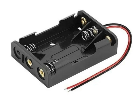 Suporte de Plástico Para 3 Pilhas Aaa Paralelo Preto