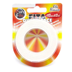 Fita Dupla Face Extra Forte Branca Espuma 12mm 2 Metros - comprar online