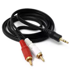 Cabo 2Rca + P2 Stereo- Dourado - 1,80Mts