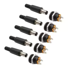 5 Conector Jack Fêmea Pino Painel Rosca E 5 Plug P4 Macho DC
