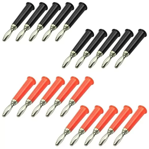 20 Peças Borne Fêmea Pino Banana 4mm Preto e Vermelho