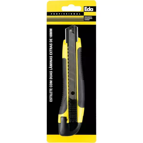 Estilete EDA 18Mm com Cabo Emborrachado com 2 Laminas Extra