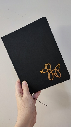 Caderno A5 - Dog Bexiga dourada
