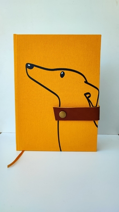 caderno coleiras - Galgo amarelo