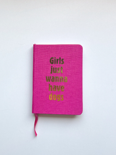 Caderneta Frases - Garotas e Cachorros pink - comprar online