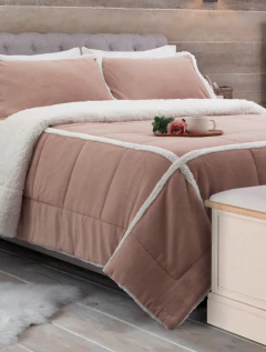 Edredon Coral Fleece Con Corderito + 2 FundaS De Almohadon Kit Alaska - King - JEAN CARTIER - comprar online