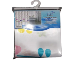 Cortina de baño Raso Estampado de 180 x 180 cm City Blanco - BLANCO-SANJUSTO