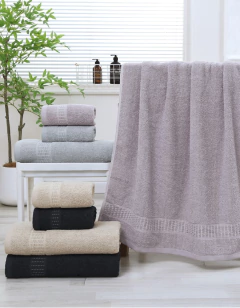 Juegos De Toalla Y Toallon Liso Con Guarda Grid 100% Algodon 500Gramos Jean Cartier