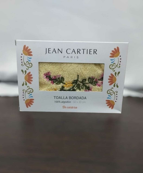 Toallita bordada Jean Cartier de cartera y/o rostro 100% algodón