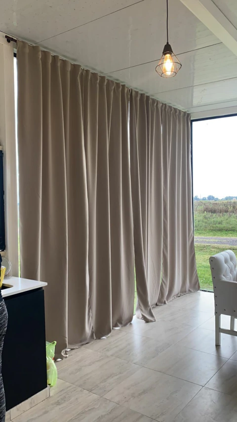 Juego De Cortinas Blackout Textil Presillas Ocultas 210cm Largo - comprar online