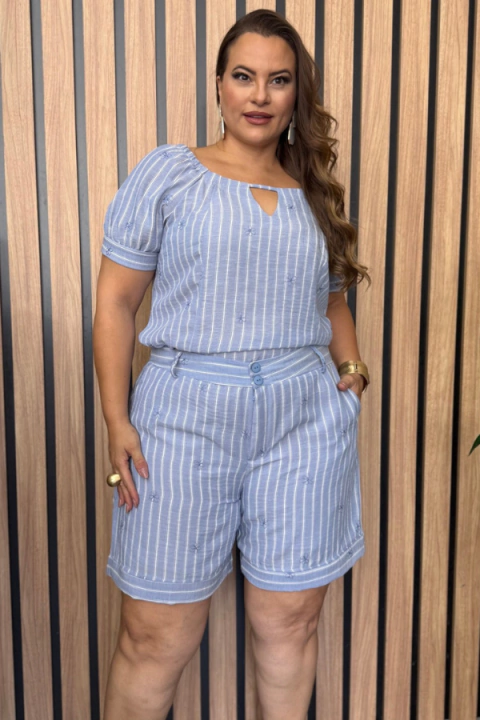 Conjunto Em Linho Listrado - comprar online