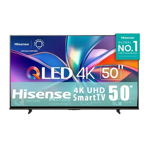 Hisense Pantalla Qled 4k De 50 50qd6qv Vidaa U Compatible Con Alexa ,dolby Vision Atmos, Escalado Ia A 4k, Hdmi, Lan, Wifi. Control De Voz. Bluetooth. (2025) Free Hdmi Cable 4k - comprar en línea