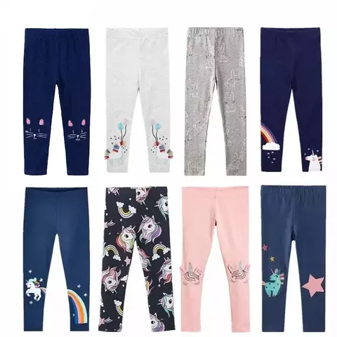 Leggings para niñas, pantalones 100% de algodón para niñas, pantalones ajustados con estampado de dibujos animados, pantalones Leggings para niños KF083