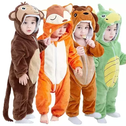 Tigre zorro tortuga viñetas de animales unicornio Kigurumi pijamas para bebés recién nacidos ropa para bebés peleles Babi monos con capucha monos