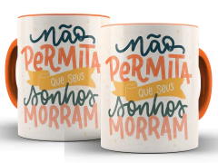 Caneca Frase Permita Sonhos 325ml Xícara Porcelana + Caixa Presente - comprar online
