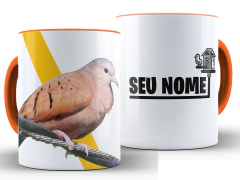 Caneca Rolinha Pássaros 325ml Xícara Porcelana + Caixa Presente