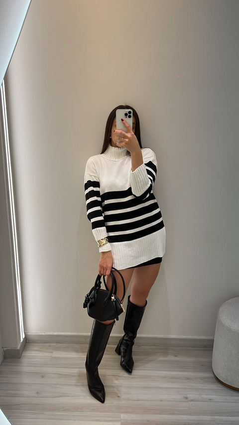 BLUSA TRICOT LISTRADA GOLA DUST