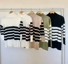BLUSA TRICOT LISTRADA GOLA DUST - USE OPENN 