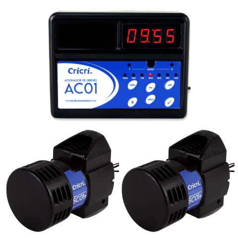 Sirene Escolar com Acionador Automático - Cricri com 2 Sirenes