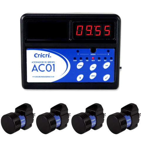 Sirene Escolar com Acionador Automático - Cricri com 4 Sirenes