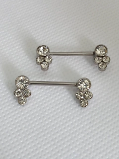 (Barbell aço cirúrgico pedras zircônia 16mm. ( O PAR) - comprar online