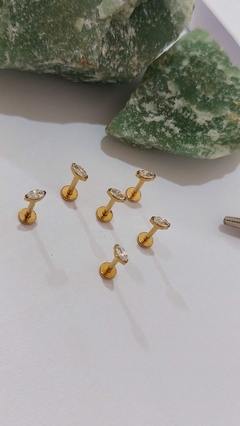 Labret titânio zircônia PVD Gold. Haste 8mm. - comprar online
