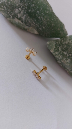 Labret titânio PVD Gold, zircônia. Haste 8mm. - comprar online