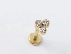 Labret aço cirúrgico, 8mm. Pedras strass coladas. PVD GOLD. ROSCA INTERNA. Valor unitário. na internet