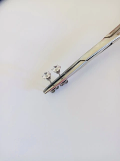 Brincos par titânio zircônia cristal. Pedra 5mm