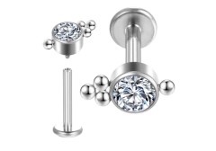 Labret aço zircônia 8mm rosca interna.