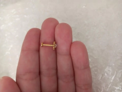 Labret aço esferas e zircônia gold 8mm rosca interna. - atacadowwpiercings