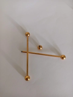 Barbell reto titânio PVD gold 36mm, rosca externa. - comprar online