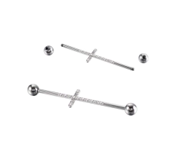 Barbell Titânio Cruz. (1.2MM x 38mm x 5mm), rosca externa.