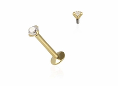 Labret aço zircônia 8mm. PVD GOLD. PEDRA 2MM
