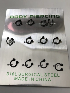 Cartela aço (12u) ferradura 8mm J10 - atacadowwpiercings