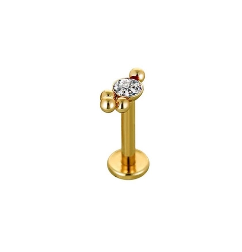 Labret aço PVD zircônia 6mm rosca interna.